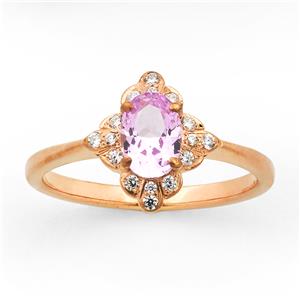 Pink Sapphire & Diamond Antique inspired Ring